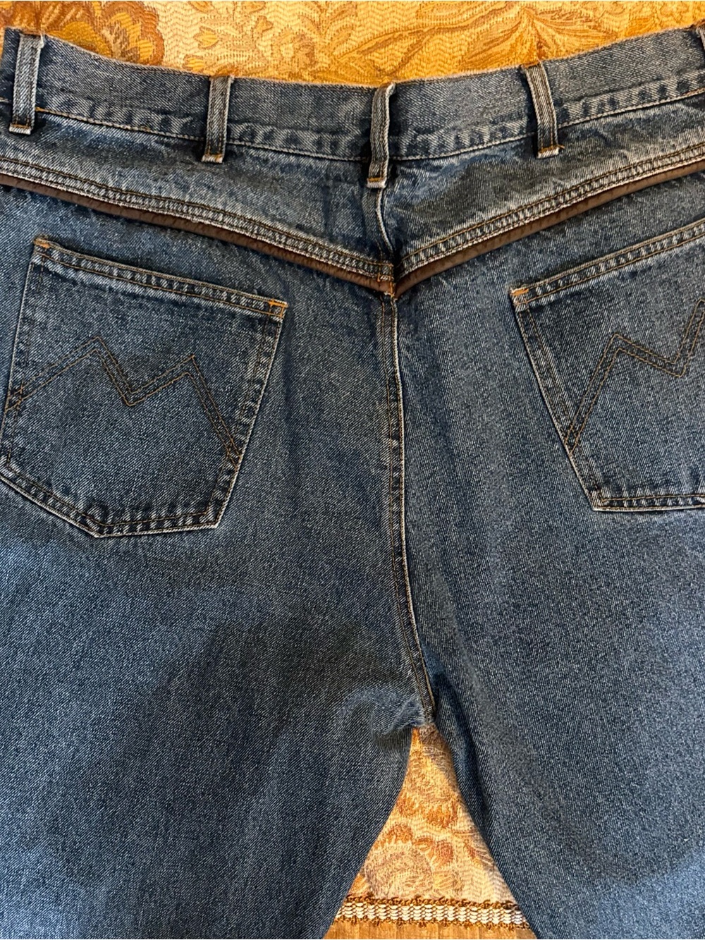 CLEARWATER Leather-trimmed - Vintage Men's Blue Denim Jeans